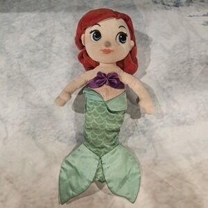 Disney Store Animators Collection Ariel Plush 13" Little Mermaid Doll With Feet